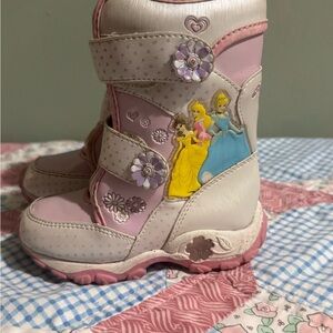 Toddler 7 Disney Princess Pink and Cream Kids Boots Vintage